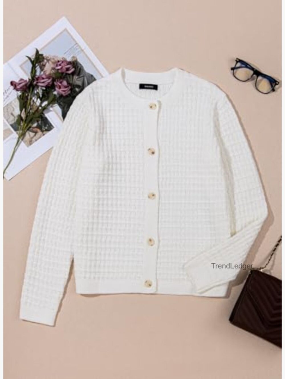 Open Front Cardigan Sweater Button Down Knit Jacket - Picture 5 of 7